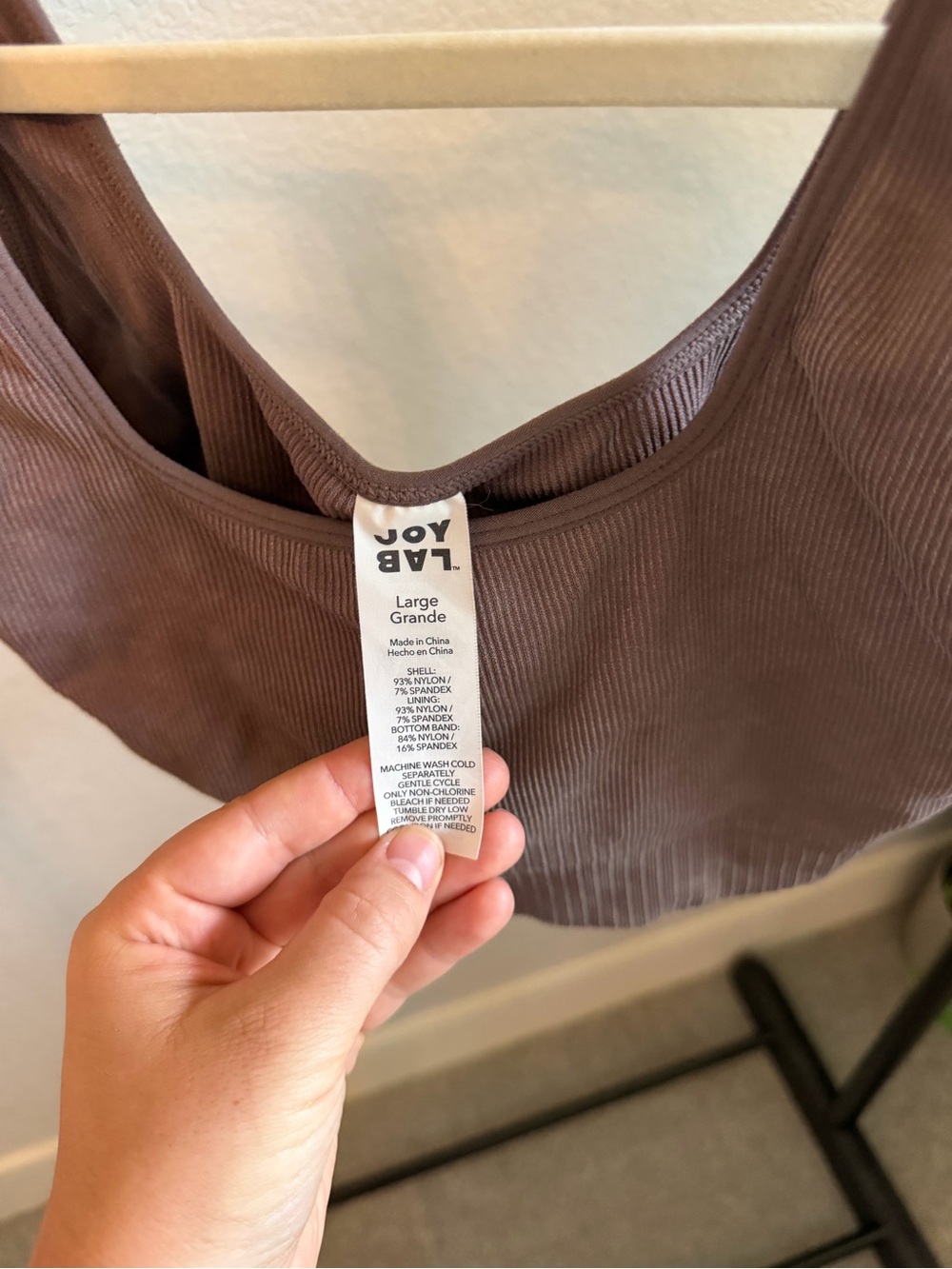 JoyLab Ribbed Scoop Sports Bra - Brown/Purple - Picture 2 of 2